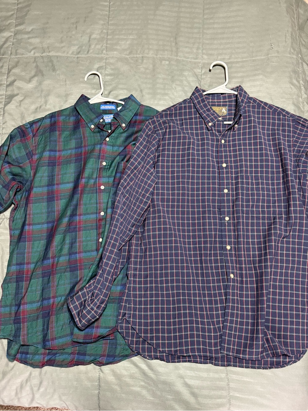 2 Pendleton Men's Button-Down Plaid Shirt - Green & Navy